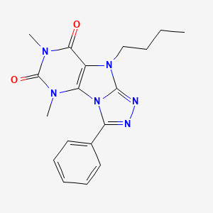molecular formula C18H20N6O2 B2714378 9-丁基-5,7-二甲基-3-苯基-5H-[1,2,4]三唑并[4,3-e]嘌呤-6,8(7H,9H)-二酮 CAS No. 921512-03-0