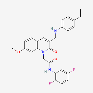 molecular formula C27H25F2N3O3 B2714392 N-(2,5-二氟苯基)-2-(3-(((4-乙基苯基)氨基)甲基)-7-甲氧基-2-氧代喹啉-1(2H)-基)乙酰胺 CAS No. 893789-87-2