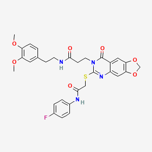 N-(3,4-dimethoxyphenethyl)-3-(6-((2-((4-fluorophenyl)amino)-2-oxoethyl)thio)-8-oxo-[1,3]dioxolo[4,5-g]quinazolin-7(8H)-yl)propanamide