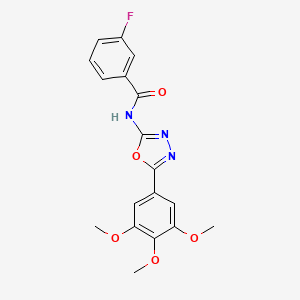 molecular formula C18H16FN3O5 B2714402 3-氟-N-(5-(3,4,5-三甲氧基苯基)-1,3,4-噁二唑-2-基)苯甲酰胺 CAS No. 891117-14-9