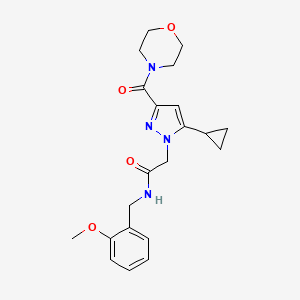2-(5-cyclopropyl-3-(morpholine-4-carbonyl)-1H-pyrazol-1-yl)-N-(2-methoxybenzyl)acetamide