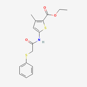 molecular formula C16H17NO3S2 B2714404 Ethyl 3-methyl-5-(2-(phenylthio)acetamido)thiophene-2-carboxylate CAS No. 895485-38-8