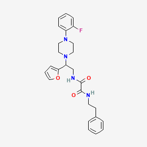 molecular formula C26H29FN4O3 B2714405 N1-(2-(4-(2-fluorophenyl)piperazin-1-yl)-2-(furan-2-yl)ethyl)-N2-phenethyloxalamide CAS No. 877633-25-5