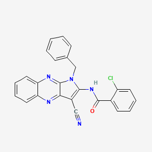 molecular formula C25H16ClN5O B2714407 N-(1-苄基-3-氰基吡咯并[3,2-b]喹喔啉-2-基)-2-氯苯甲酰胺 CAS No. 374097-02-6