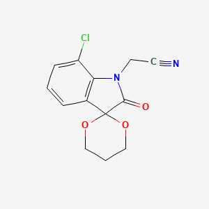 molecular formula C13H11ClN2O3 B2714415 (7'-chloro-2'-oxospiro[1,3-dioxane-2,3'-indol]-1'(2'H)-yl)acetonitrile CAS No. 883640-41-3