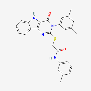 molecular formula C27H24N4O2S B2714421 2-[[3-(3,5-二甲基苯基)-4-氧基-5H-吡咯并[5,4-b]吲哚-2-基]硫代]-N-(3-甲基苯基)乙酰胺 CAS No. 536705-51-8