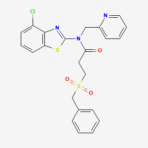 molecular formula C23H20ClN3O3S2 B2714422 3-(benzylsulfonyl)-N-(4-chlorobenzo[d]thiazol-2-yl)-N-(pyridin-2-ylmethyl)propanamide CAS No. 922488-79-7