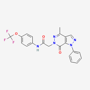 molecular formula C21H16F3N5O3 B2714445 2-(4-甲基-7-氧代-1-苯基-1H-吡嘧啶并[3,4-d]吡啶-6(7H)-基)-N-(4-(三氟甲氧基)苯基)乙酰胺 CAS No. 941884-17-9