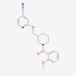 molecular formula C20H21N3O3 B2714449 2-[[1-(2-Methoxybenzoyl)piperidin-3-yl]methoxy]pyridine-4-carbonitrile CAS No. 2379978-49-9