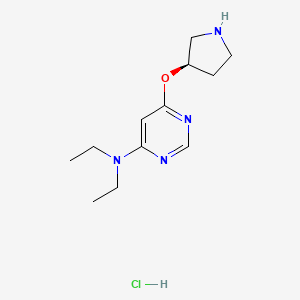 molecular formula C12H21ClN4O B2714456 (R)-N,N-Diethyl-6-(pyrrolidin-3-yloxy)pyrimidin-4-amine hydrochloride CAS No. 1353994-66-7