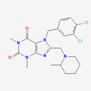 molecular formula C21H25Cl2N5O2 B2714457 7-[(3,4-Dichlorophenyl)methyl]-1,3-dimethyl-8-[(2-methylpiperidin-1-yl)methyl]purine-2,6-dione CAS No. 893972-96-8