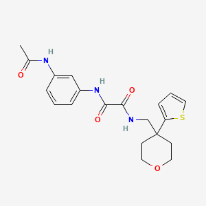 molecular formula C20H23N3O4S B2714470 N1-(3-acetamidophenyl)-N2-((4-(thiophen-2-yl)tetrahydro-2H-pyran-4-yl)methyl)oxalamide CAS No. 1091418-48-2