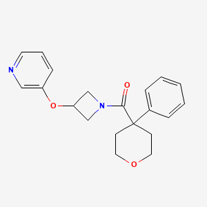 molecular formula C20H22N2O3 B2714483 (4-苯基四氢-2H-吡喃-4-基)(3-(吡啶-3-基氧基)氮杂环丁酮 CAS No. 1904173-05-2