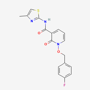 molecular formula C17H14FN3O3S B2714488 1-((4-fluorobenzyl)oxy)-N-(4-methylthiazol-2-yl)-2-oxo-1,2-dihydropyridine-3-carboxamide CAS No. 868678-60-8