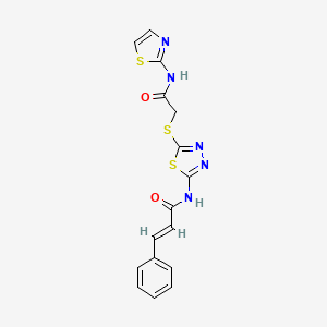 molecular formula C16H13N5O2S3 B2714496 N-(5-((2-氧代-2-(噻唑-2-基氨基)乙基)硫代)-1,3,4-噻二唑-2-基)肉桂酰胺 CAS No. 392299-55-7