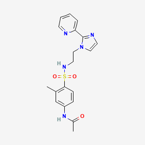 molecular formula C19H21N5O3S B2714499 N-(3-甲基-4-(N-(2-(2-(吡啶-2-基)-1H-咪唑-1-基)乙基)磺酰基)苯基)乙酰胺 CAS No. 2034506-86-8