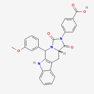 molecular formula C27H21N3O5 B2714511 4-[(15S)-10-(3-Methoxyphenyl)-12,14-dioxo-8,11,13-triazatetracyclo[7.7.0.02,7.011,15]hexadeca-1(9),2,4,6-tetraen-13-yl]benzoic acid CAS No. 956947-77-6
