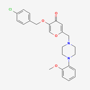 molecular formula C24H25ClN2O4 B2714513 5-((4-chlorobenzyl)oxy)-2-((4-(2-methoxyphenyl)piperazin-1-yl)methyl)-4H-pyran-4-one CAS No. 898421-08-4