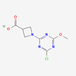molecular formula C8H9ClN4O3 B2714520 1-(4-Chloro-6-methoxy-1,3,5-triazin-2-yl)azetidine-3-carboxylic acid CAS No. 1342476-50-9