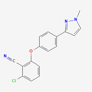 molecular formula C17H12ClN3O B2714521 2-chloro-6-[4-(1-methyl-1H-pyrazol-3-yl)phenoxy]benzenecarbonitrile CAS No. 303144-48-1