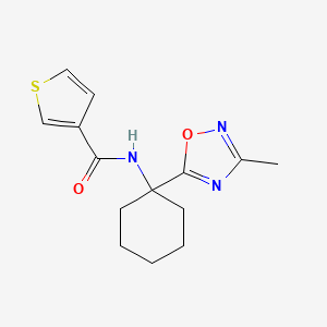 molecular formula C14H17N3O2S B2714522 N-(1-(3-methyl-1,2,4-oxadiazol-5-yl)cyclohexyl)thiophene-3-carboxamide CAS No. 1396800-37-5
