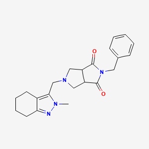 molecular formula C22H26N4O2 B2714525 5-Benzyl-2-[(2-methyl-4,5,6,7-tetrahydroindazol-3-yl)methyl]-1,3,3a,6a-tetrahydropyrrolo[3,4-c]pyrrole-4,6-dione CAS No. 2415454-71-4