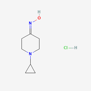 molecular formula C8H15ClN2O B2714526 N-(1-cyclopropylpiperidin-4-ylidene)hydroxylamine hydrochloride CAS No. 1170230-52-0
