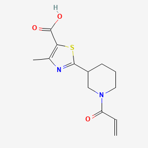 molecular formula C13H16N2O3S B2714528 4-Methyl-2-(1-prop-2-enoylpiperidin-3-yl)-1,3-thiazole-5-carboxylic acid CAS No. 2567502-76-3
