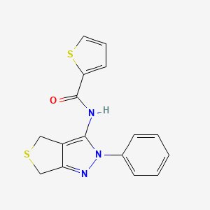 molecular formula C16H13N3OS2 B2714529 N-(2-phenyl-4,6-dihydro-2H-thieno[3,4-c]pyrazol-3-yl)thiophene-2-carboxamide CAS No. 361168-98-1