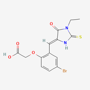 (Z)-2-(4-bromo-2-((1-ethyl-5-oxo-2-thioxoimidazolidin-4-ylidene)methyl)phenoxy)acetic acid