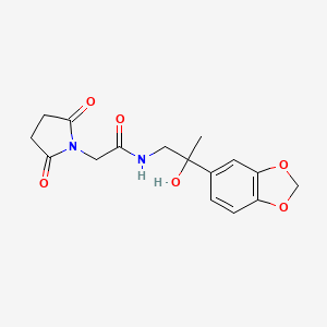 molecular formula C16H18N2O6 B2714556 N-(2-(benzo[d][1,3]dioxol-5-yl)-2-hydroxypropyl)-2-(2,5-dioxopyrrolidin-1-yl)acetamide CAS No. 1396711-55-9