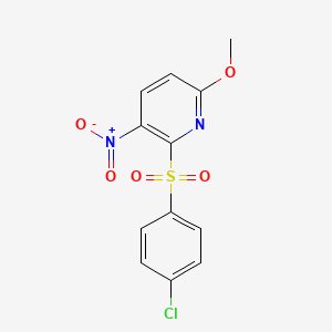 molecular formula C12H9ClN2O5S B2714561 2-(4-Chlorophenyl)sulfonyl-6-methoxy-3-nitropyridine CAS No. 246020-68-8