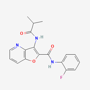 molecular formula C18H16FN3O3 B2714571 N-(2-fluorophenyl)-3-isobutyramidofuro[3,2-b]pyridine-2-carboxamide CAS No. 946370-12-3