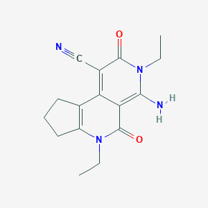 molecular formula C16H18N4O2 B271458 4-amino-3,6-diethyl-2,5-dioxo-3,5,6,7,8,9-hexahydro-2H-cyclopenta[c][2,7]naphthyridine-1-carbonitrile 