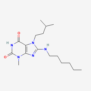 molecular formula C17H29N5O2 B2714581 8-(己基氨基)-3-甲基-7-(3-甲基丁基)嘌呤-2,6-二酮 CAS No. 377061-49-9