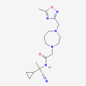 molecular formula C17H26N6O2 B2714585 N-(1-cyano-1-cyclopropylethyl)-2-{4-[(5-methyl-1,2,4-oxadiazol-3-yl)methyl]-1,4-diazepan-1-yl}acetamide CAS No. 1376229-05-8