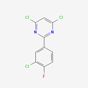 molecular formula C10H4Cl3FN2 B2714588 4,6-Dichloro-2-(3-chloro-4-fluorophenyl)pyrimidine CAS No. 83217-12-3