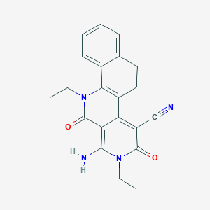molecular formula C21H20N4O2 B271459 1-Amino-2,11-diethyl-3,12-dioxo-2,3,5,6,11,12-hexahydronaphtho[1,2-c][2,7]naphthyridine-4-carbonitrile 