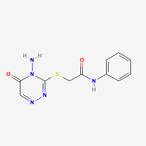 molecular formula C11H11N5O2S B2714593 2-[(4-amino-5-oxo-1,2,4-triazin-3-yl)sulfanyl]-N-phenylacetamide CAS No. 869068-11-1