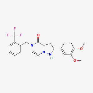 molecular formula C22H18F3N3O3 B2714596 2-(3,4-二甲氧基苯基)-5-{[2-(三氟甲基)苯基]甲基}-4H,5H-吡唑并[1,5-a]吡嗪-4-酮 CAS No. 1326915-02-9