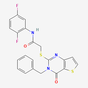 molecular formula C21H15F2N3O2S2 B2714606 2-[(3-benzyl-4-oxo-3,4-dihydrothieno[3,2-d]pyrimidin-2-yl)sulfanyl]-N-(2,5-difluorophenyl)acetamide CAS No. 1252824-76-2