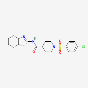 molecular formula C19H22ClN3O3S2 B2714607 1-((4-chlorophenyl)sulfonyl)-N-(4,5,6,7-tetrahydrobenzo[d]thiazol-2-yl)piperidine-4-carboxamide CAS No. 941981-87-9