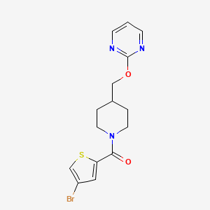 molecular formula C15H16BrN3O2S B2714609 (4-Bromothiophen-2-yl)-[4-(pyrimidin-2-yloxymethyl)piperidin-1-yl]methanone CAS No. 2379984-92-4