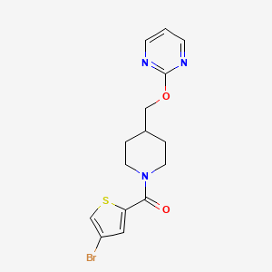 molecular formula C15H16BrN3O2S B2714609 2-{[1-(4-Bromothiophene-2-carbonyl)piperidin-4-yl]methoxy}pyrimidine CAS No. 2379984-92-4