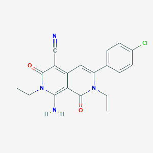molecular formula C19H17ClN4O2 B271461 1-Amino-6-(4-chlorophenyl)-2,7-diethyl-3,8-dioxo-2,3,7,8-tetrahydro[2,7]naphthyridine-4-carbonitrile 