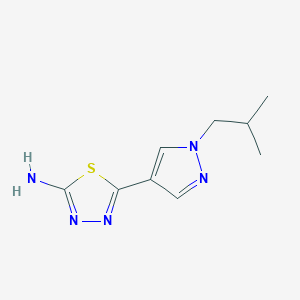molecular formula C9H13N5S B2714618 5-[1-(2-Methylpropyl)pyrazol-4-yl]-1,3,4-thiadiazol-2-amine CAS No. 1946812-39-0