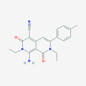 molecular formula C20H20N4O2 B271462 1-Amino-2,7-diethyl-6-(4-methylphenyl)-3,8-dioxo-2,3,7,8-tetrahydro[2,7]naphthyridine-4-carbonitrile 