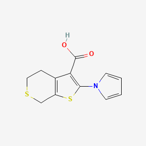 molecular formula C12H11NO2S2 B2714633 2-(1H-吡咯-1-基)-4H,5H,7H-噻吩并[2,3-c]噻吡烷-3-羧酸 CAS No. 872103-29-2