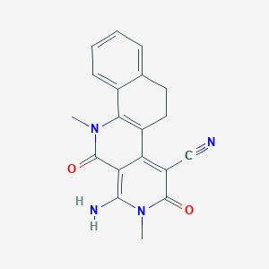 molecular formula C19H16N4O2 B271464 1-Amino-2,11-dimethyl-3,12-dioxo-2,3,5,6,11,12-hexahydronaphtho[1,2-c][2,7]naphthyridine-4-carbonitrile 