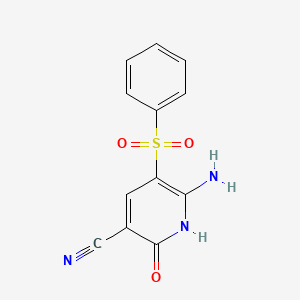 molecular formula C12H9N3O3S B2714646 6-氨基-2-羟基-5-(苯基磺酰)烟酸腈 CAS No. 119672-36-5